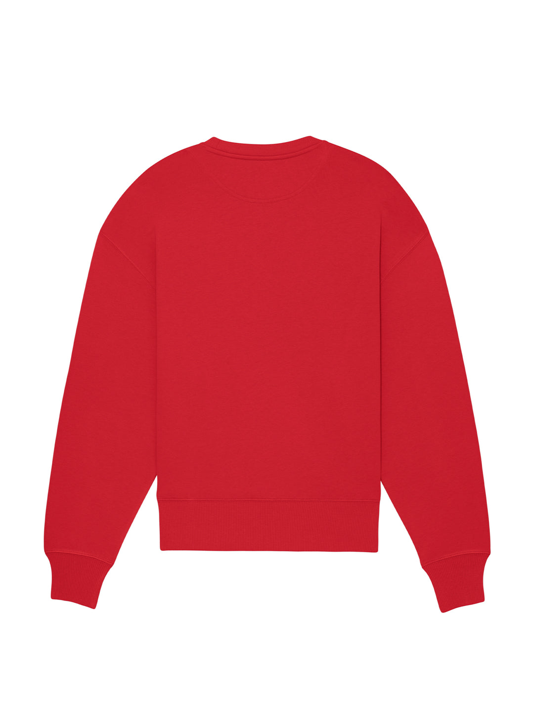 Rød sweatshirt med logo på ryggen – afslappet snit og 100% økologisk materiale