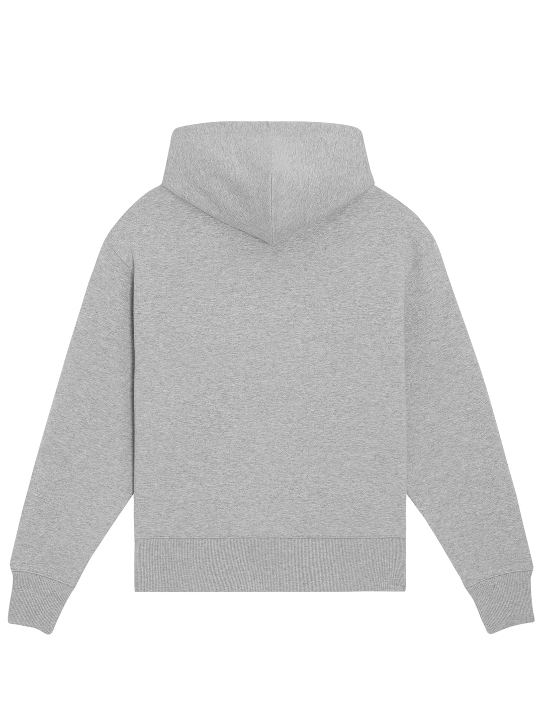 Grå hoodie set bagfra med ryglogo – 100% økologisk og afslappet snit
