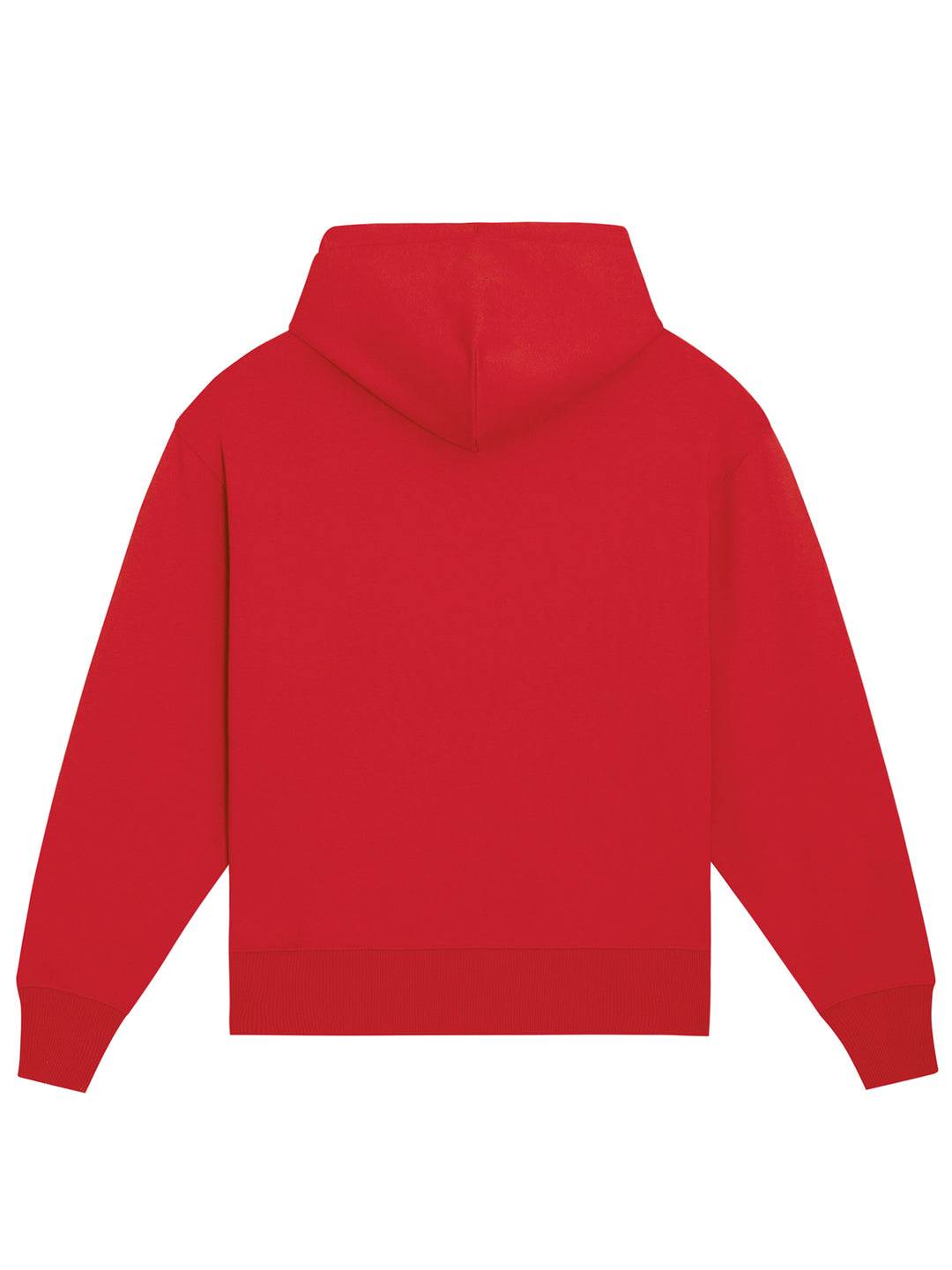 Bagfra visning af rød hoodie – 100% økologisk og danskproduceret basic-style sweatshirt
